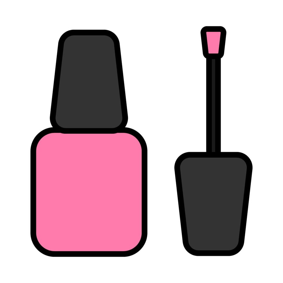 el icono plano es una manicura simple de uno de los esmaltes de uñas rosas de belleza glamorosa, un producto cosmético destinado a aplicarse en las uñas de los dedos de las manos y los pies. ilustración vectorial vector