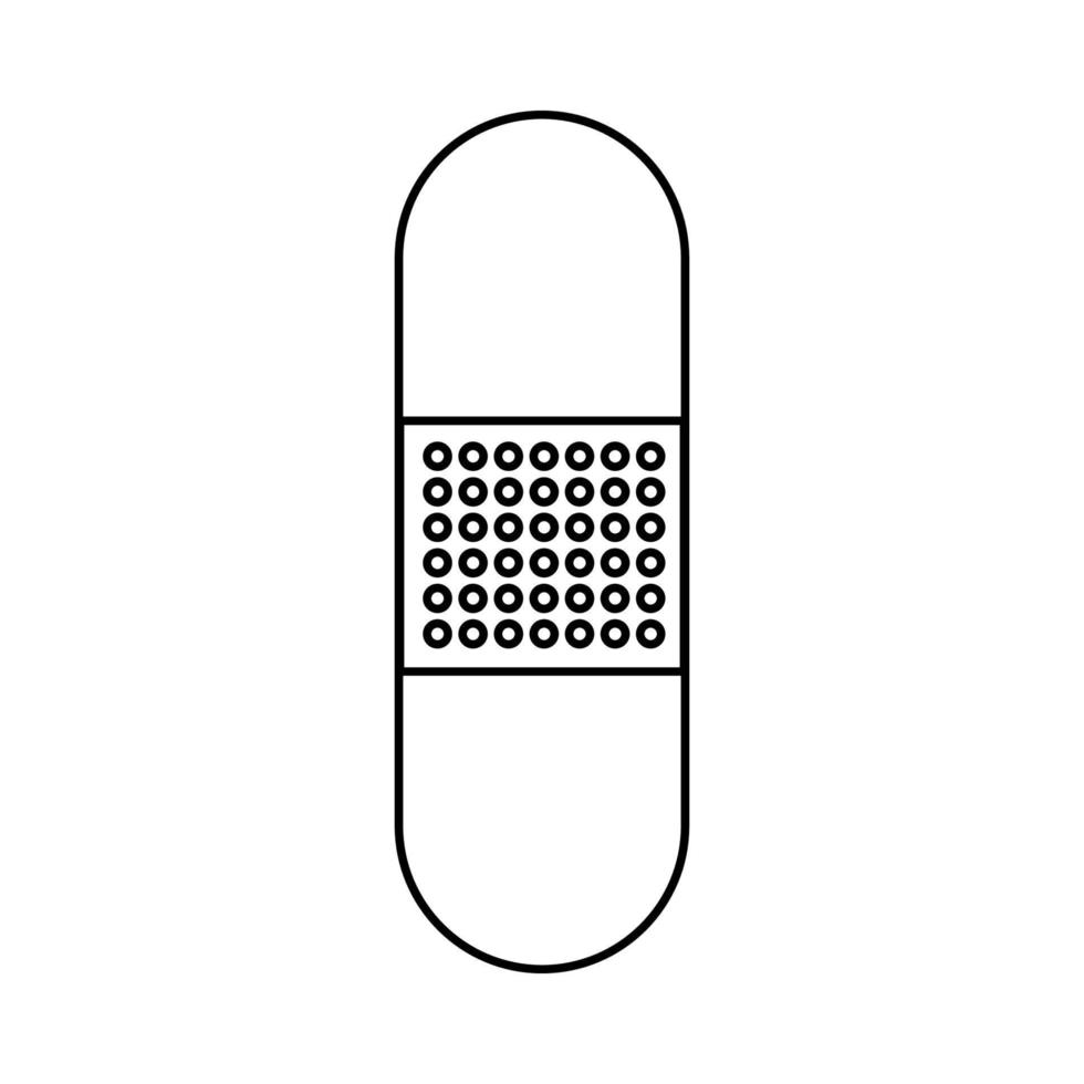 yeso adhesivo médico higiénico para sellar y desinfectar heridas y cortes, icono simple en blanco y negro sobre un fondo blanco. ilustración vectorial vector