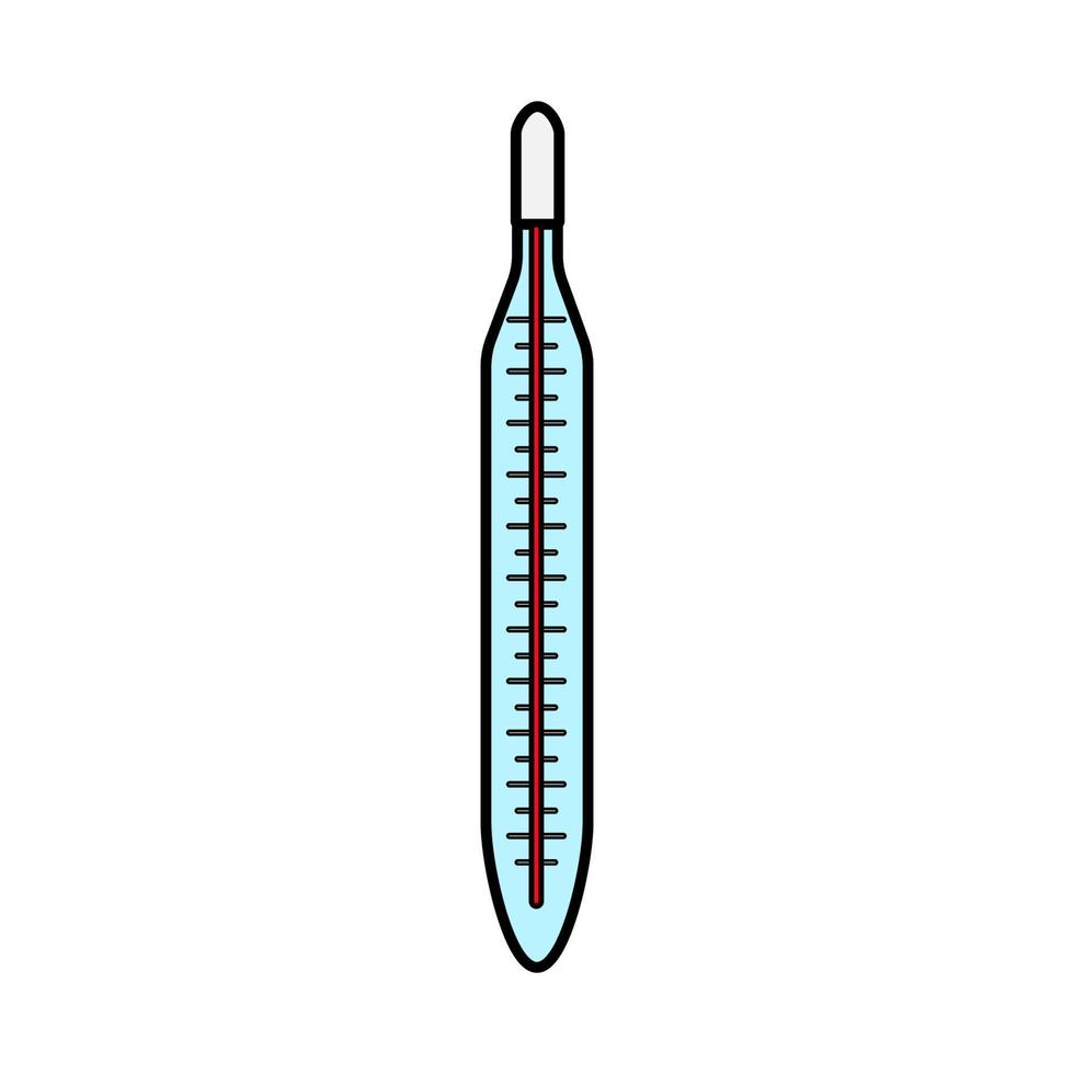Medical glass mercury thermometer to measure body temperature, a simple icon on a white background. Vector illustration