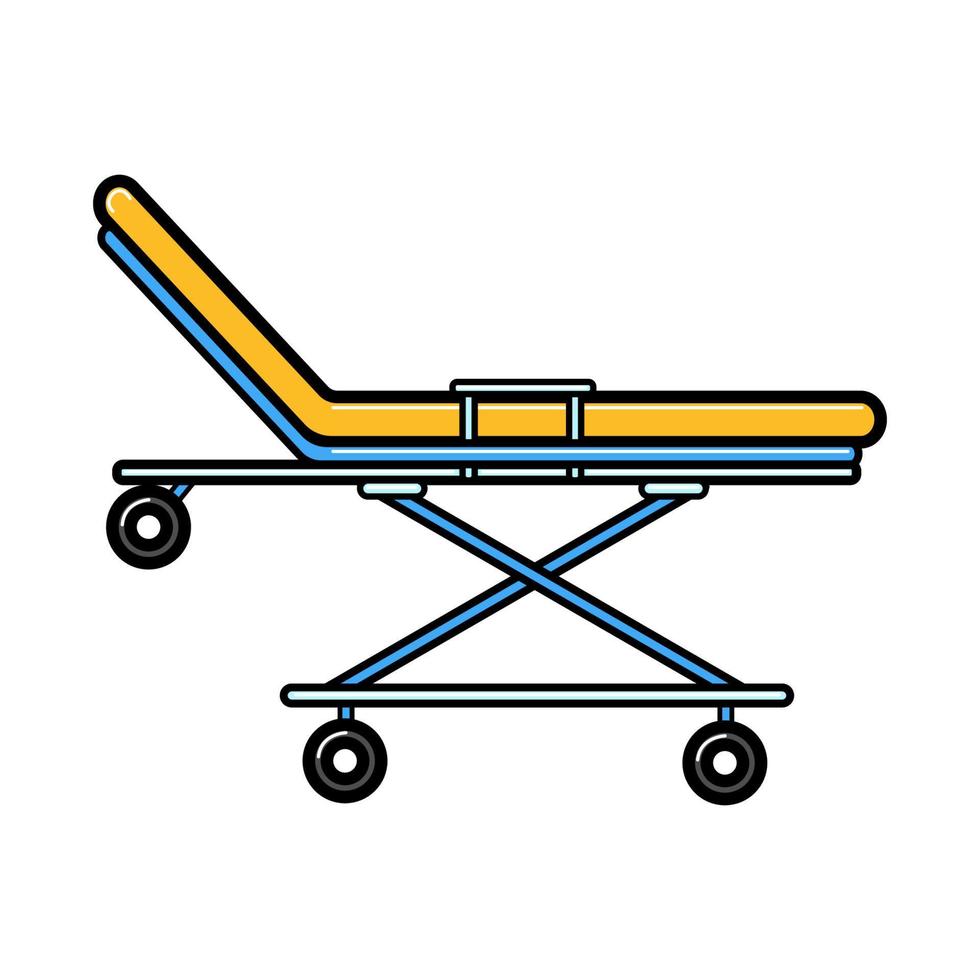 Medical resuscitation ambulance wheelchair for transportation of patients, bed with wheels in the hospital, icon on a white background. Vector illustration