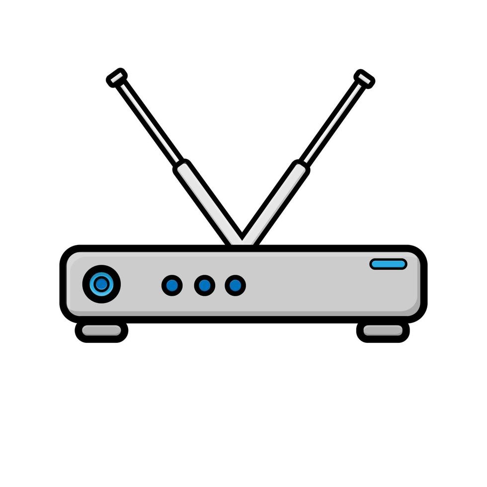 ilustración vectorial del icono plano blanco del enrutador de módem wi-fi digital moderno para internet inalámbrico aislado en fondo blanco. concepto de tecnologías informáticas vector