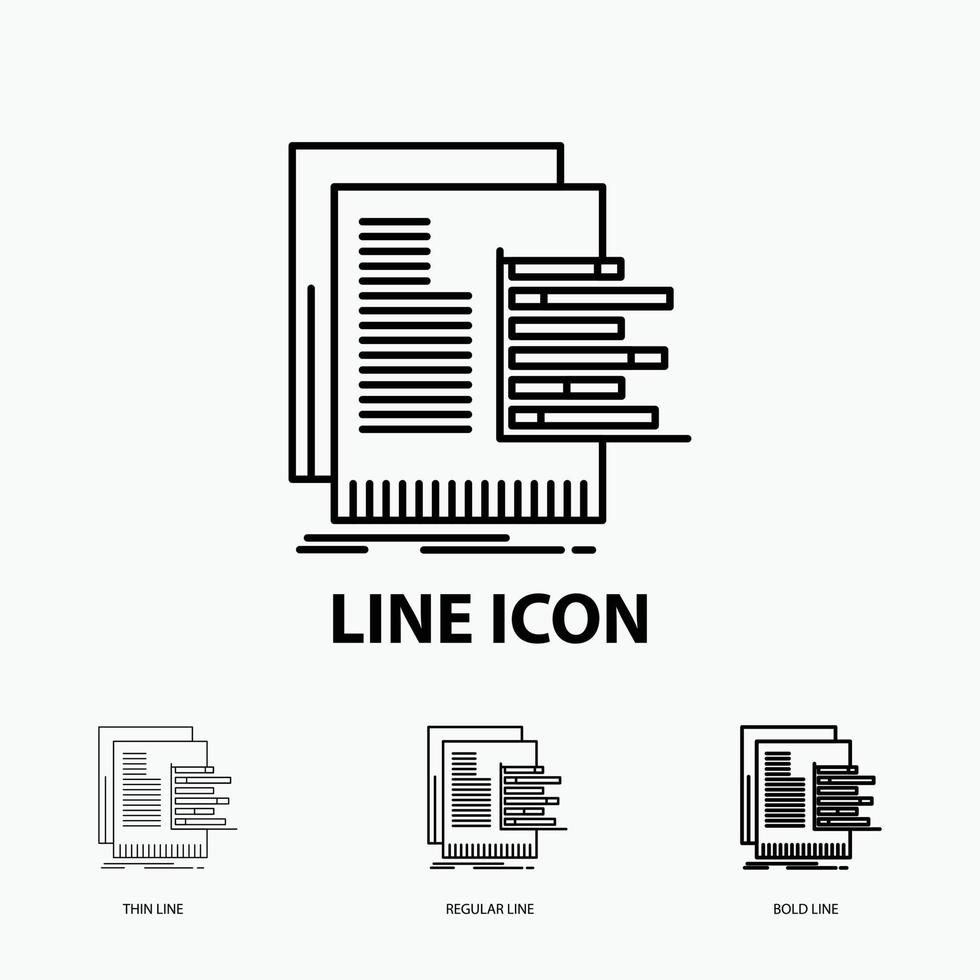 chart. data. graph. reports. valuation Icon in Thin. Regular and Bold Line Style. Vector illustration