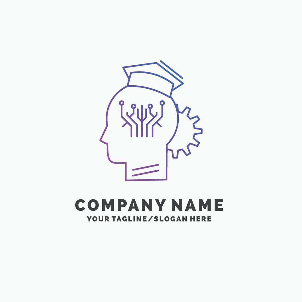 conocimiento. administración. intercambio. inteligente. plantilla de logotipo de empresa púrpura de tecnología. lugar para el eslogan vector