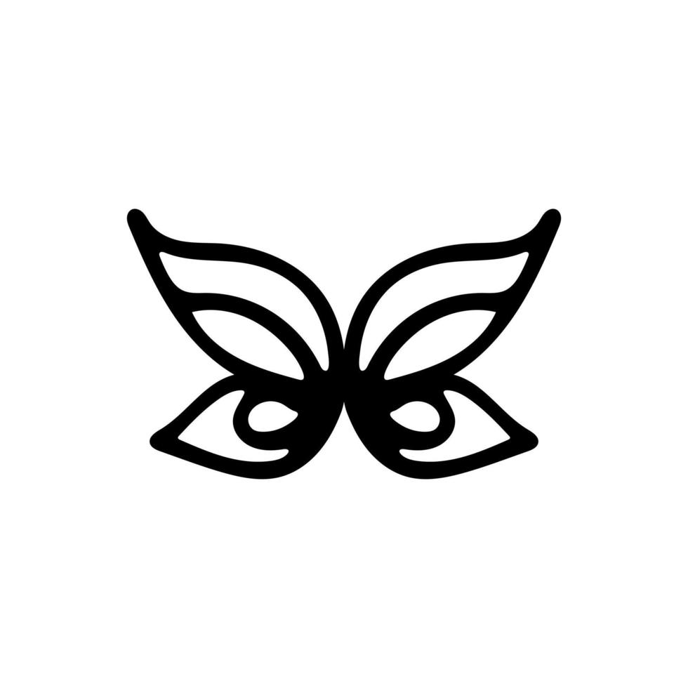 A simple line art illustration of a butterfly. Tattoo vector icon, logo on a white background.