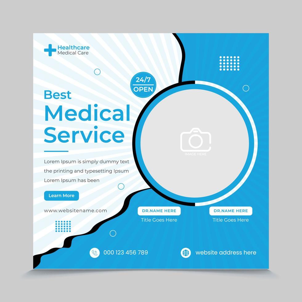 Healthcare medical service social media post design template vector