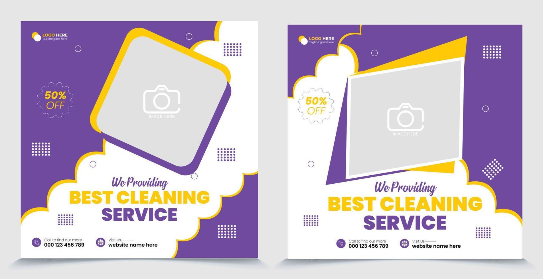 Best Cleaning Services for office, hotel and home social media post template design. vector