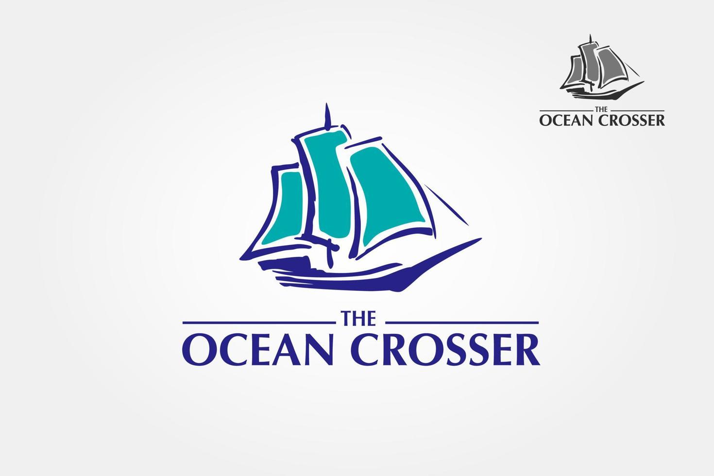 The Ocean Crosser Vector Logo Template. Nautical theme logo, basic of this logo is a cruise made from simple shape. Vector logo illustration.