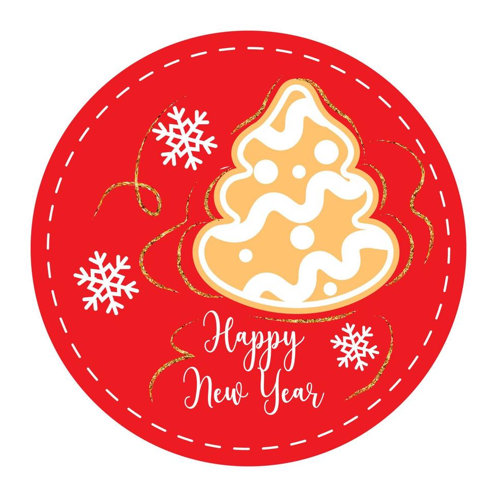 Christmas sticker, label or greeting card with Christmas cookies, vector illustration