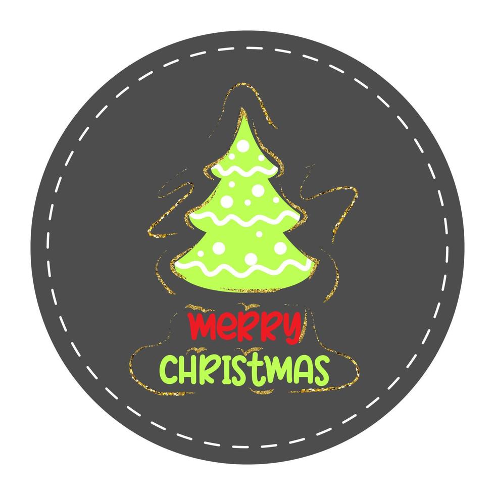 Christmas sticker, label or greeting card with a Christmas tree, vector illustration