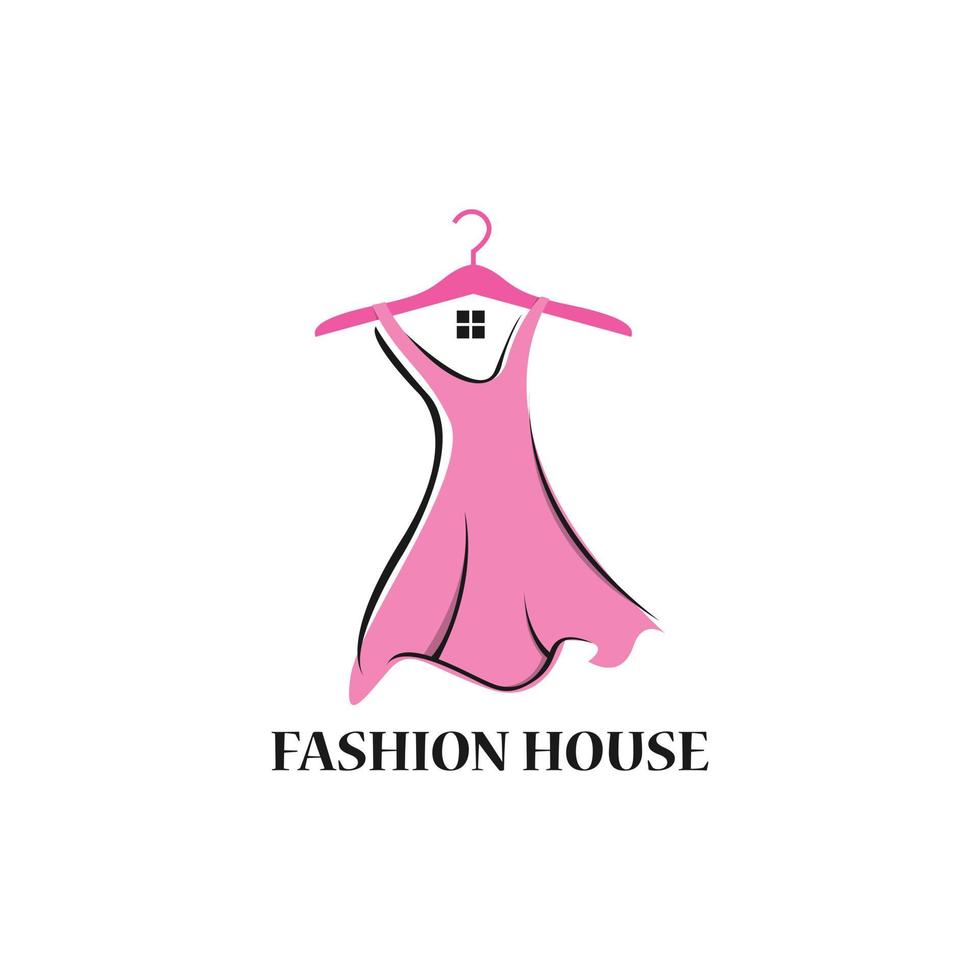 Fashion house logo vector image. Simple Minimalist Hanger with Window for Fashion House Logo Design Vector