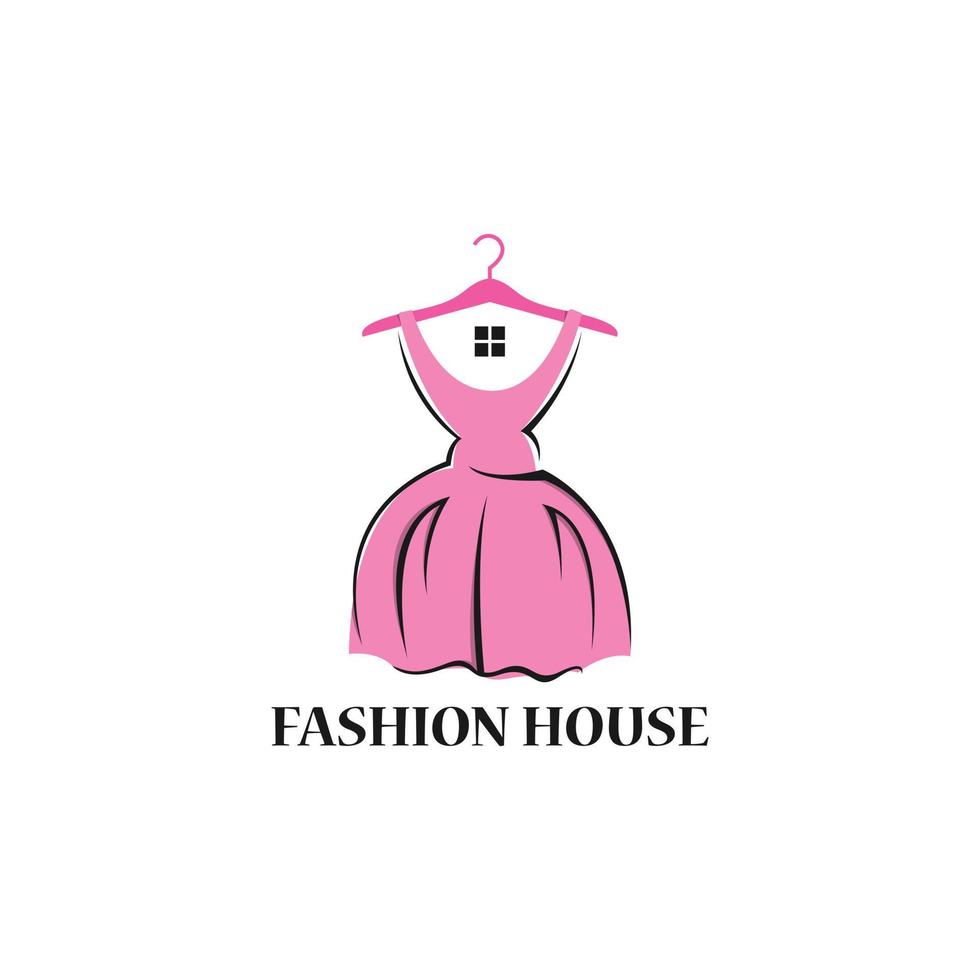 Fashion house logo vector image. Simple Minimalist Hanger with Window for Fashion House Logo