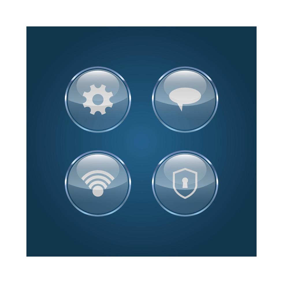 Set of round shape web button vector