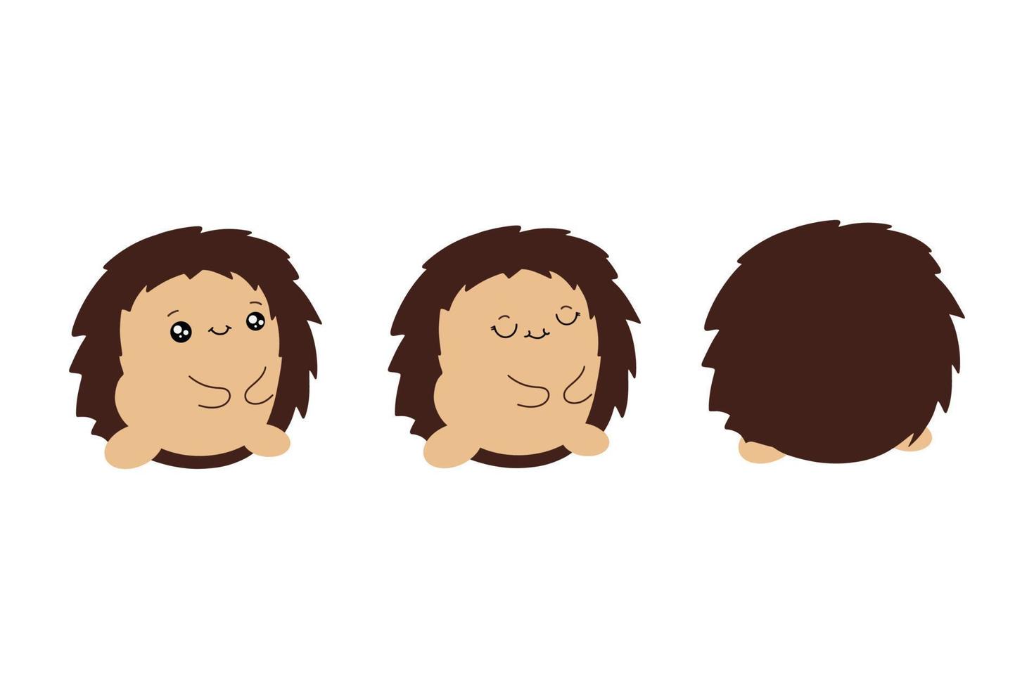 Cute, adorable hedgehogs in modern flat style. Vector