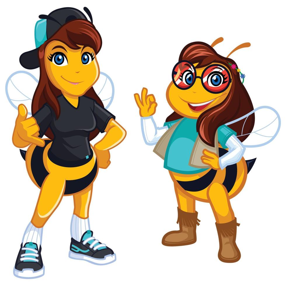 Cool Honey Bees vector