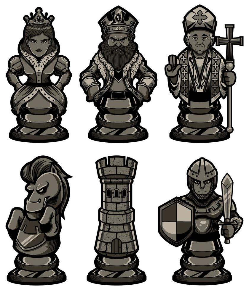 Chess Pieces Set Black 2 vector