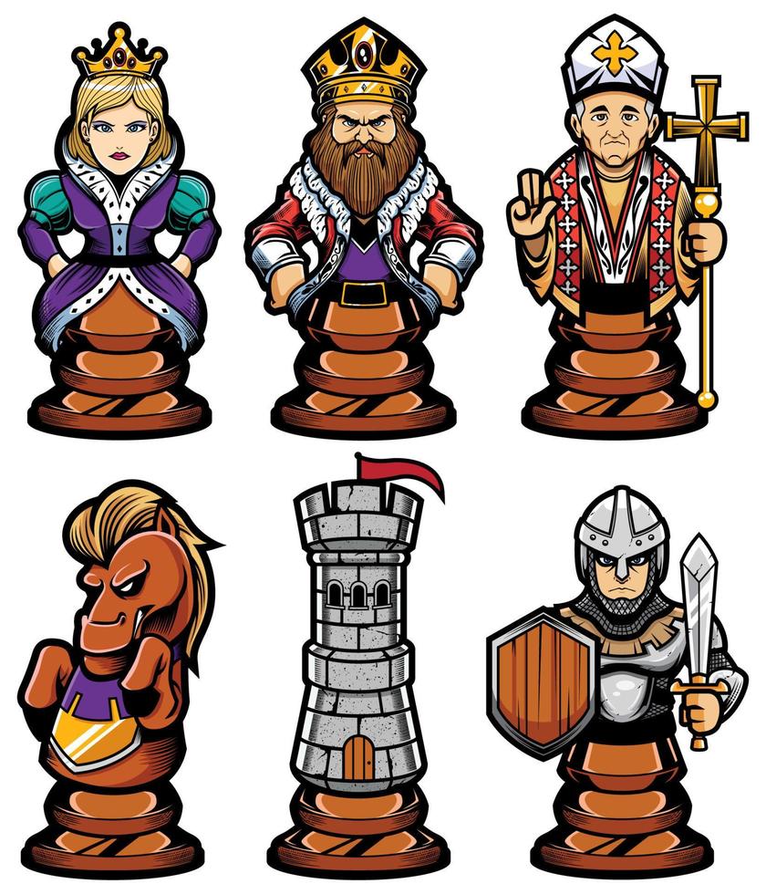 Chess Pieces Mascot Set vector