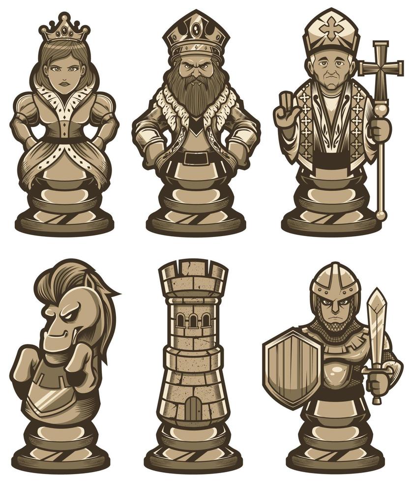 Chess Pieces Set White vector