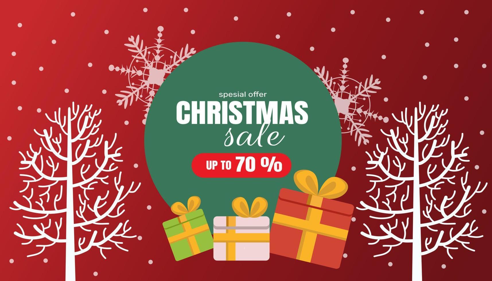 Flat design winter landscape, chirstmas sale for winter template vector