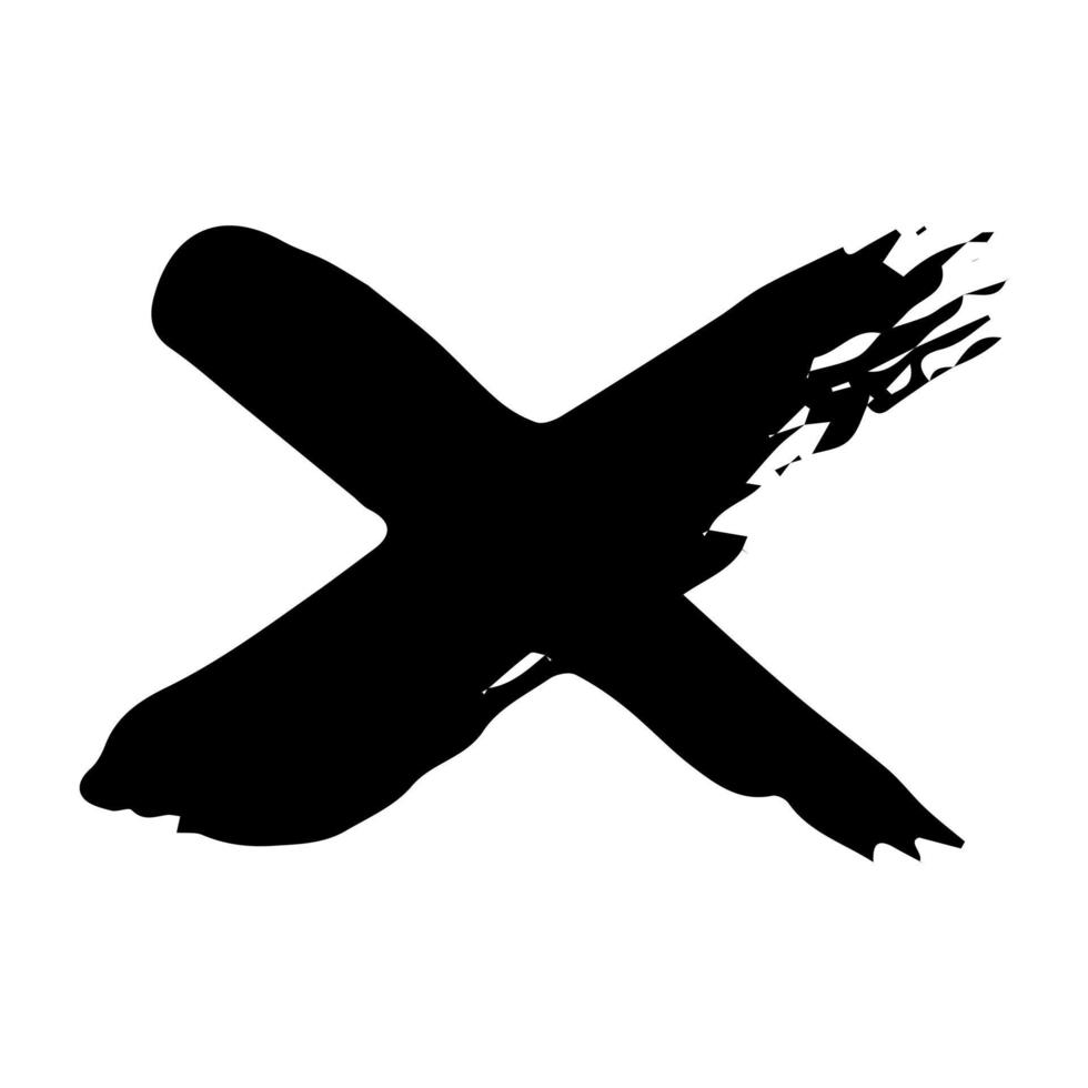 Hand drawn cross mark illustration. Marker wrong sign clipart. Ink scribble checkbox. Single element vector