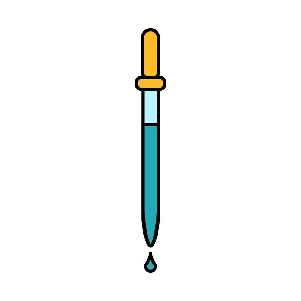 Medical pipette for instillation of drops, medication to the patient, a simple icon on a white background. Vector illustration