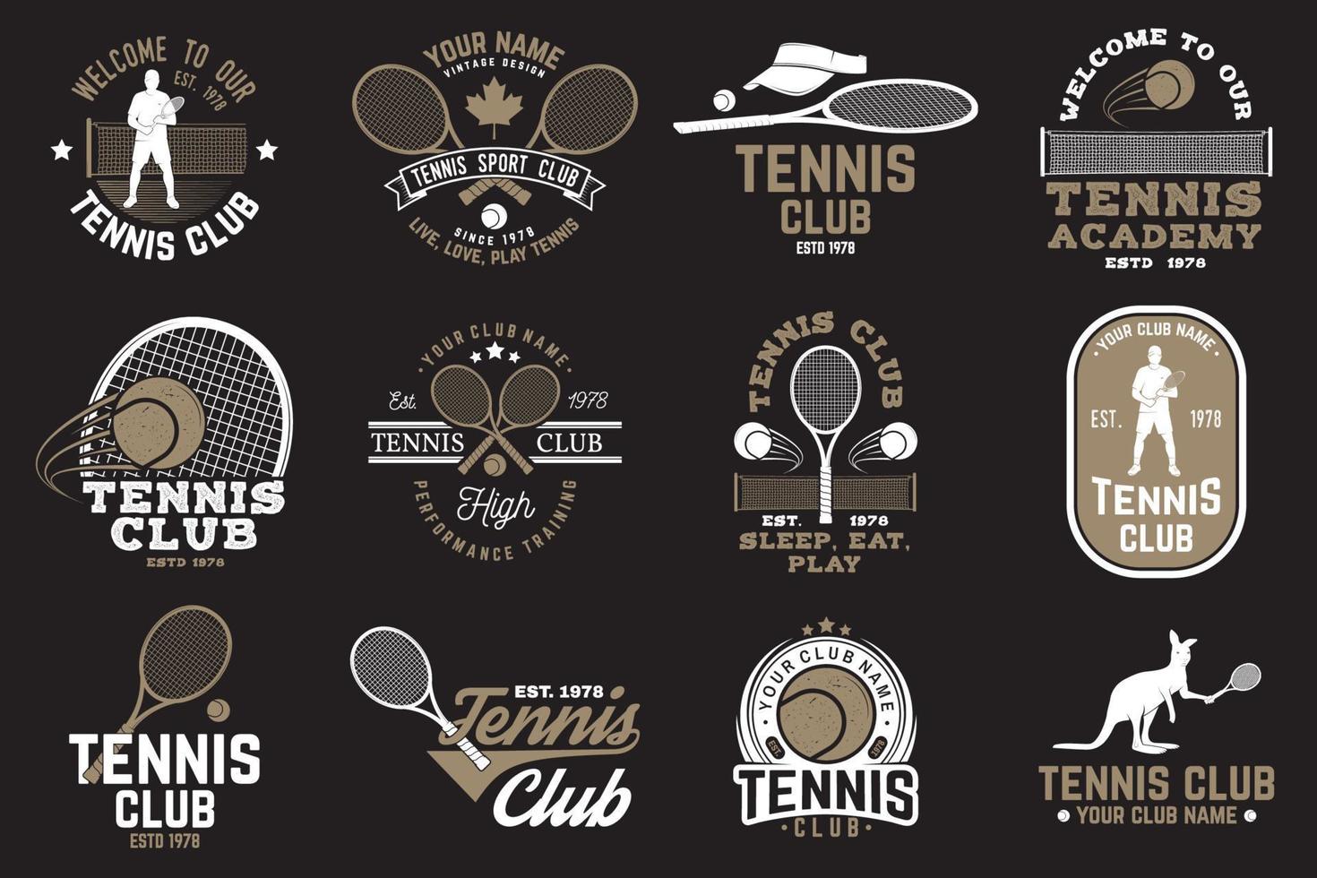 conjunto de insignias del club de tenis vector