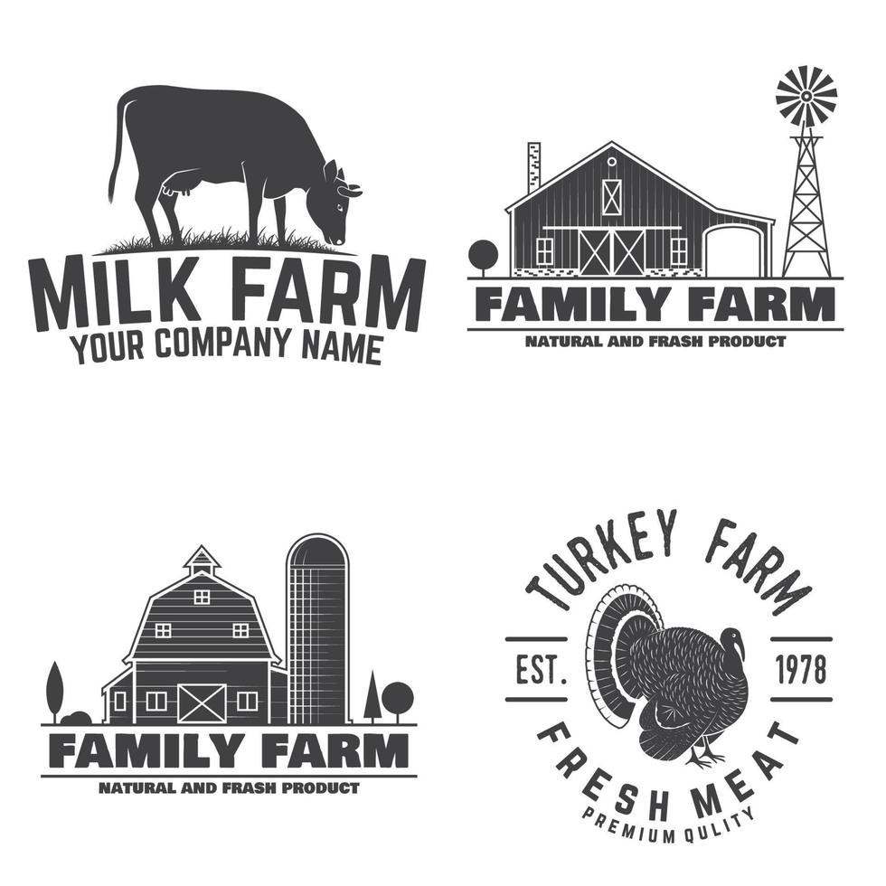 Family Farm Badges or Labels. vector