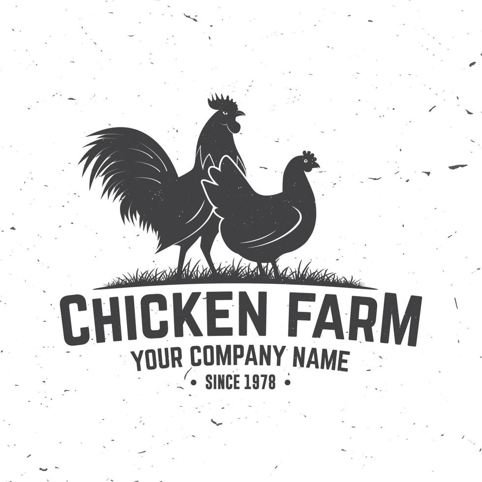 Chicken Farm Badge or Label. Vector illustration.