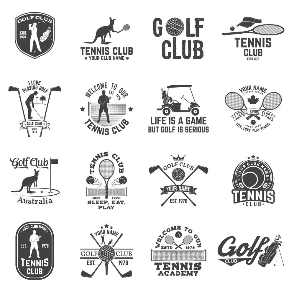 conjunto de club de golf, concepto de club de tenis vector