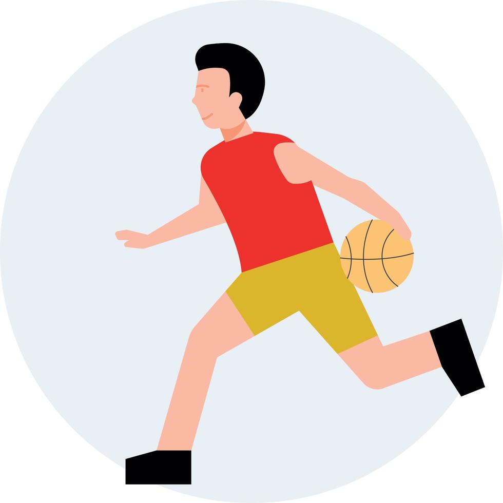 niño corriendo con baloncesto. vector