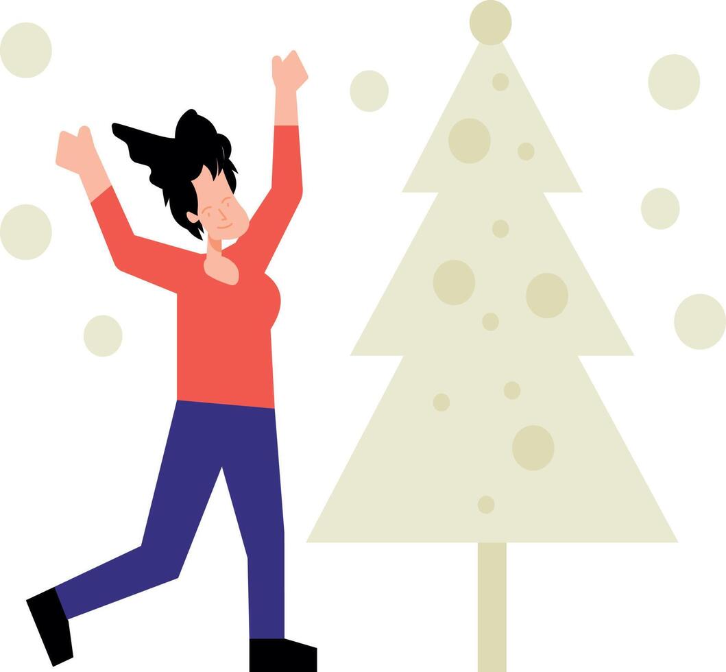 The girl is celebrating Christmas. vector