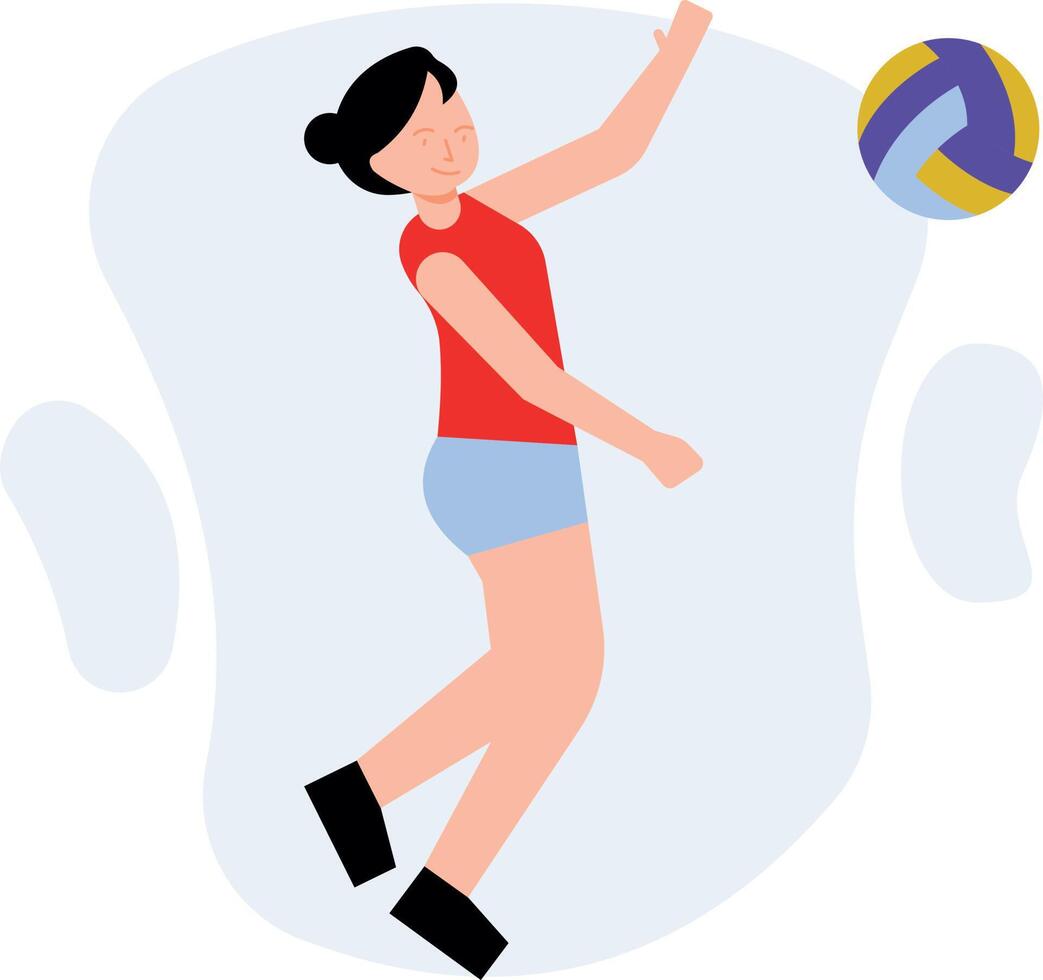 la niña está jugando voleibol. vector