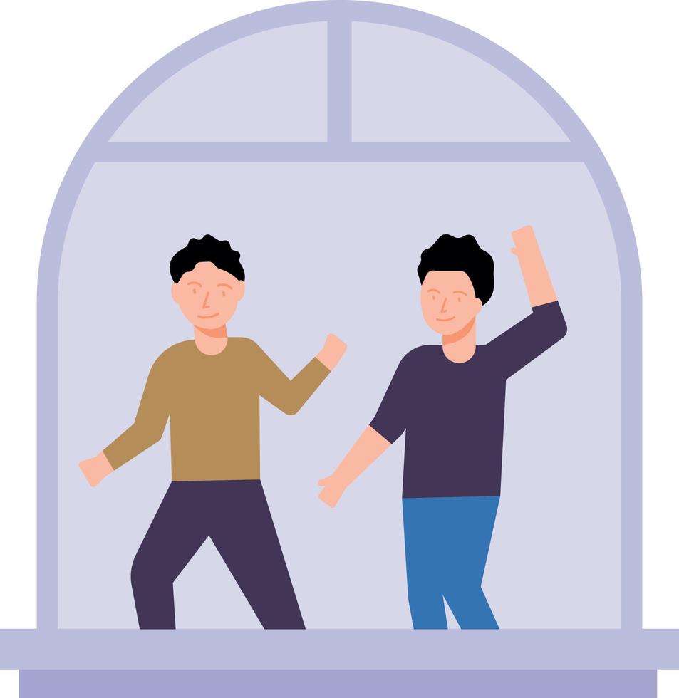 Children are dancing on the balcony. vector