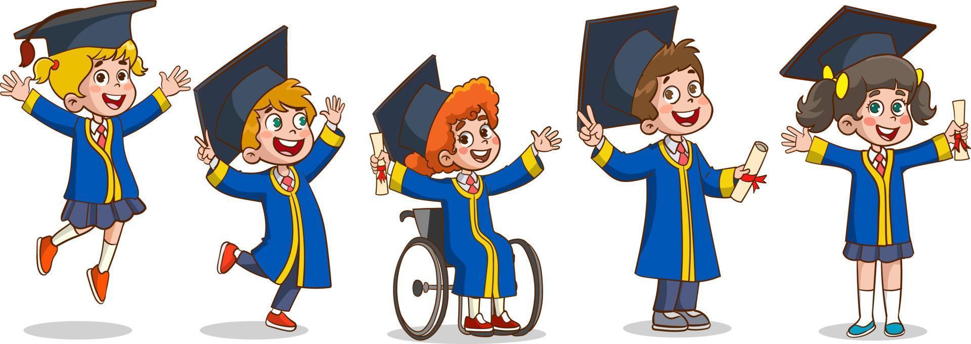 Happy cute little kids graduate school vector