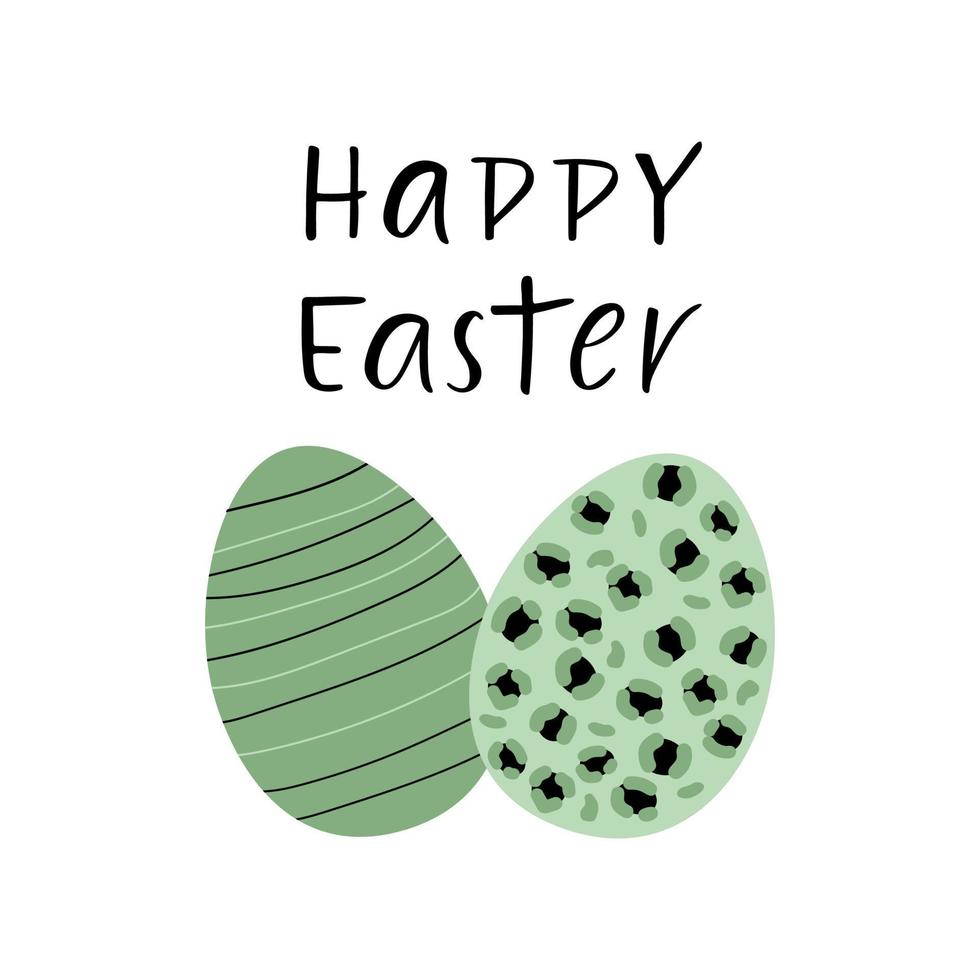 HAPPY EASTER hand drawn lettering phrase with leopard eggs. Positive slogan illustration. Modern style. T shirt print design vector