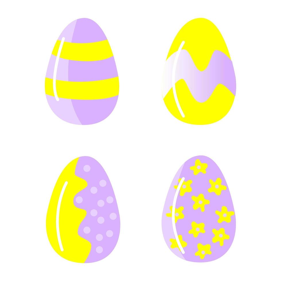 el huevo de Pascua. icono aislado de vacaciones religiosas y diseño de vectores de caza de huevos. huevos pintados de temporada de primavera, adornos de rayas, puntos y elementos abstractos. colores amarillo con lilian.