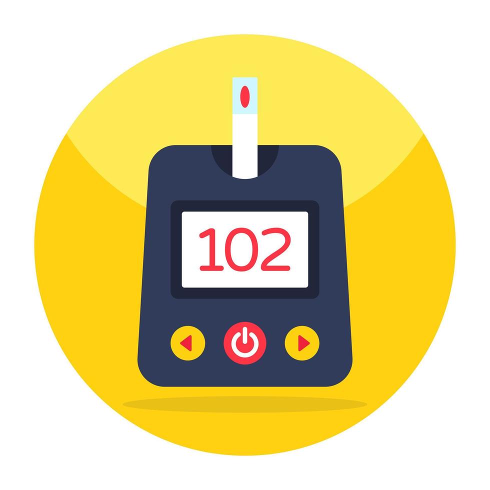 Sugar test machine icon, flat design of glucometer vector