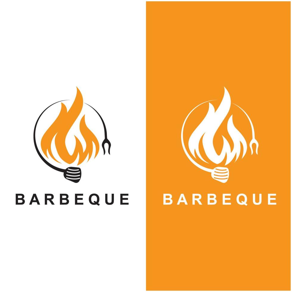 logotipo de barbacoa y vector de símbolo