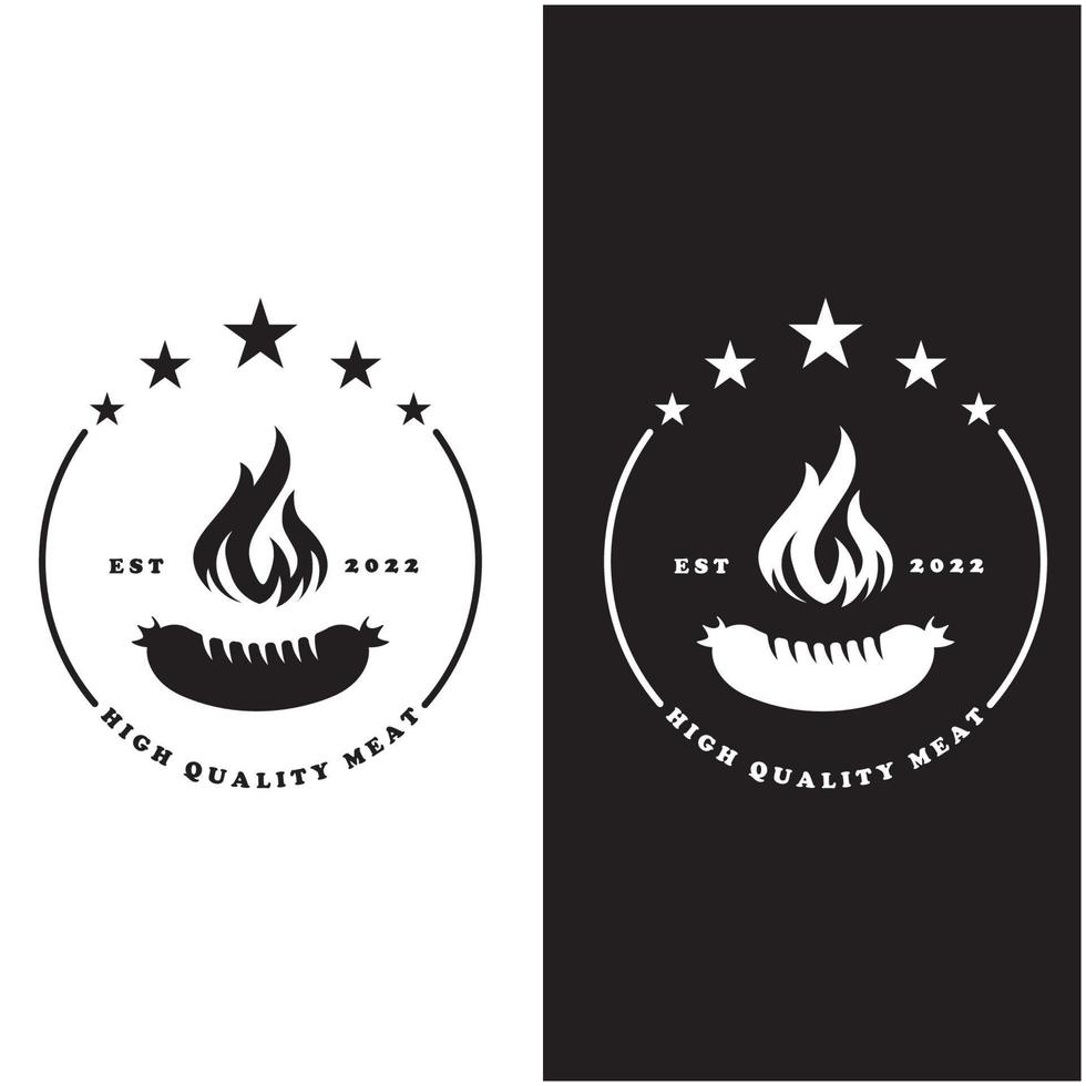 logotipo de barbacoa y vector de símbolo