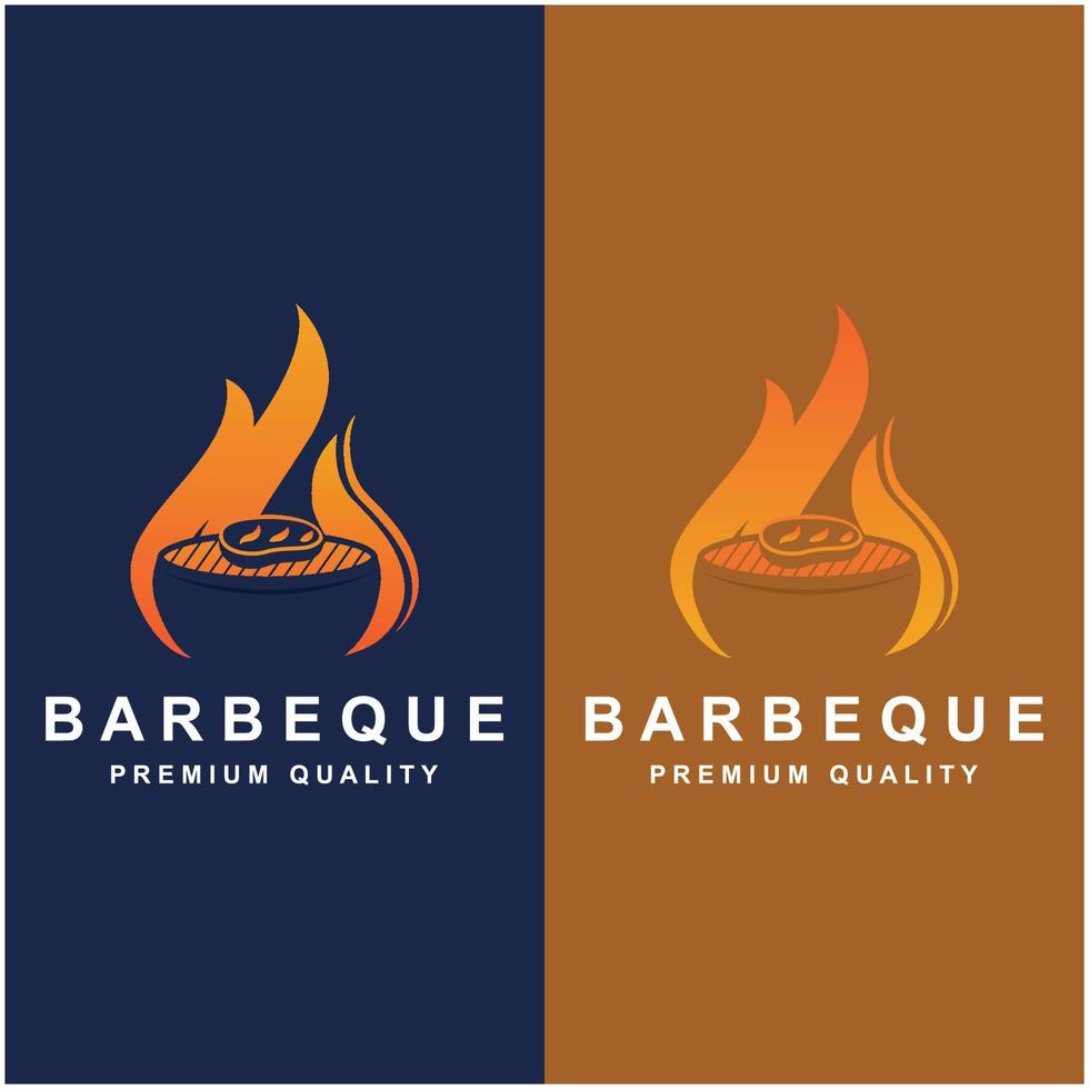 logotipo de barbacoa y vector de símbolo