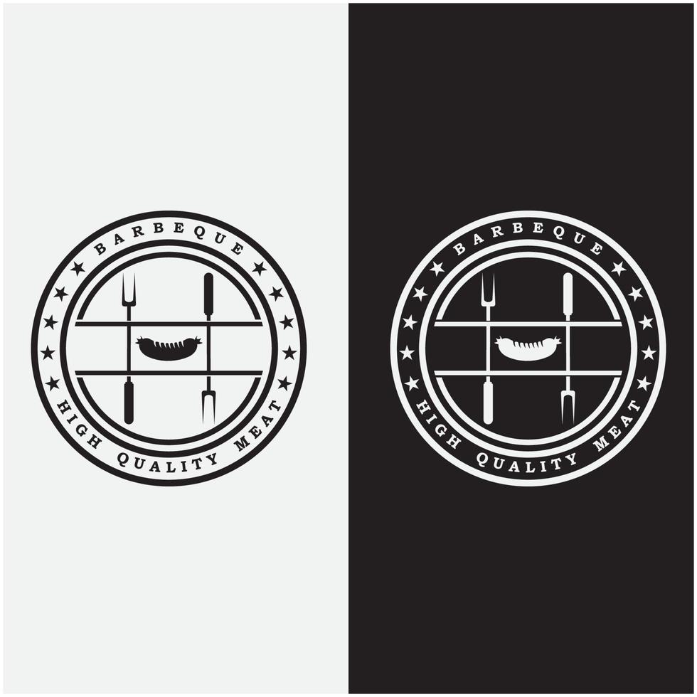 logotipo de barbacoa y vector de símbolo