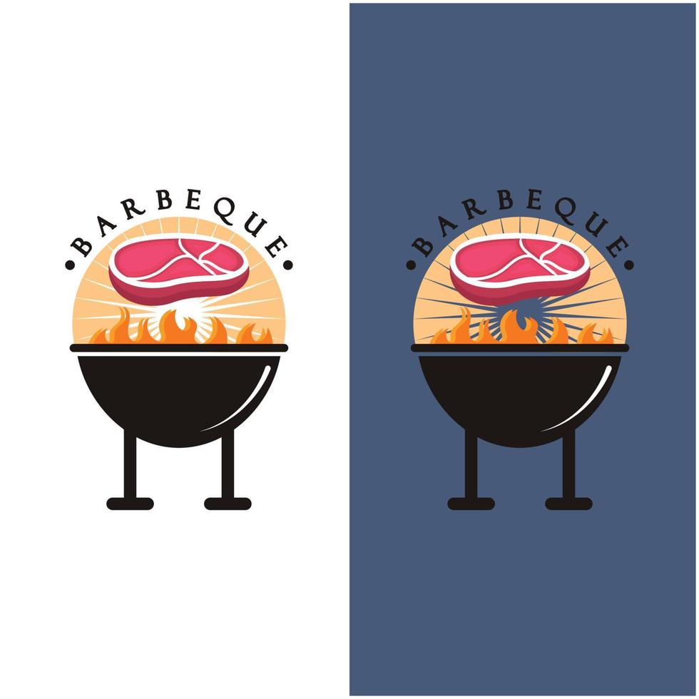 logotipo de barbacoa y vector de símbolo