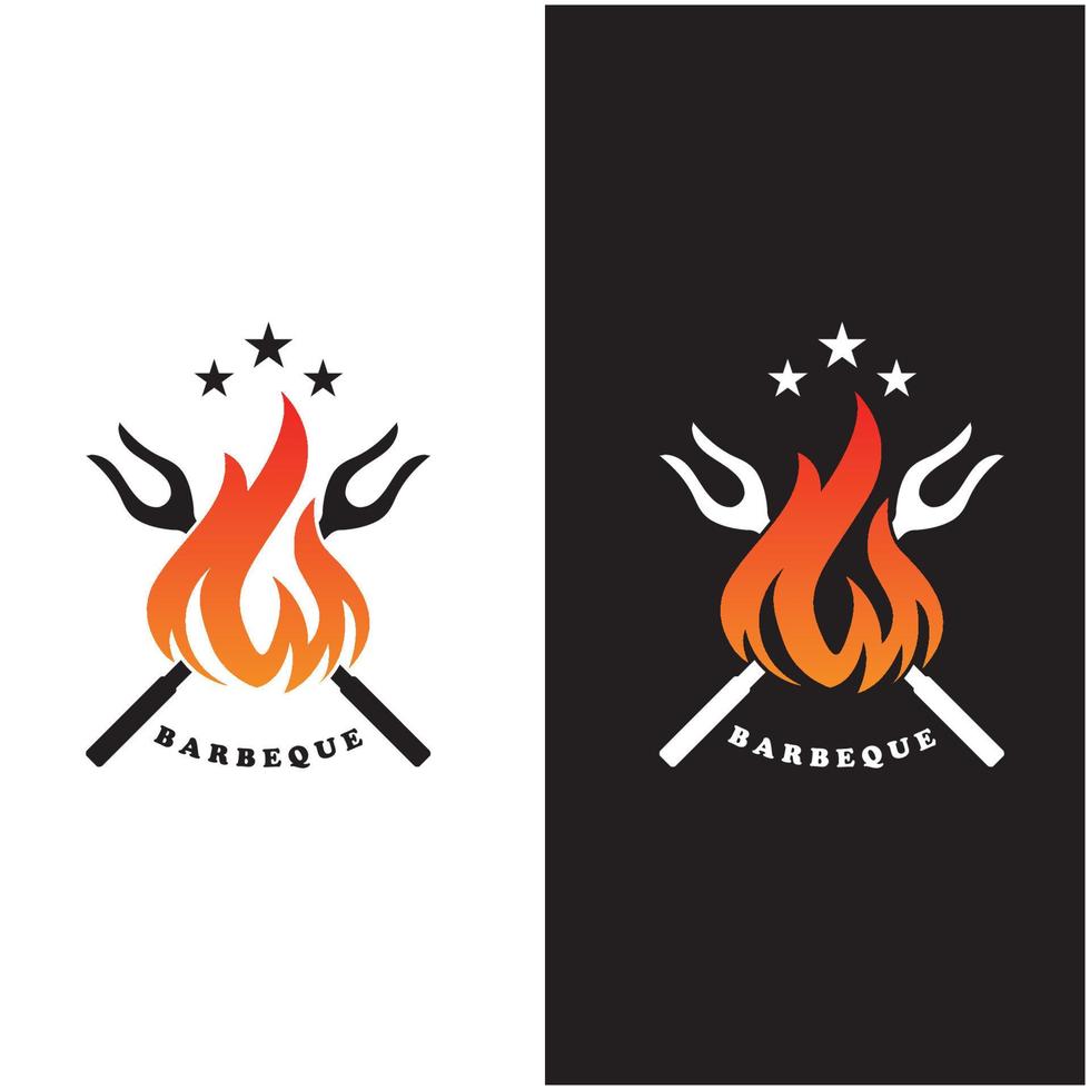 logotipo de barbacoa y vector de símbolo