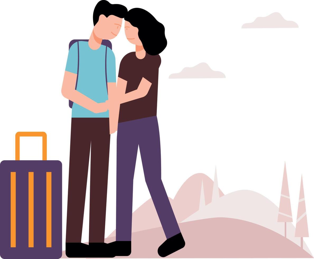 The couple is going on vacation. vector