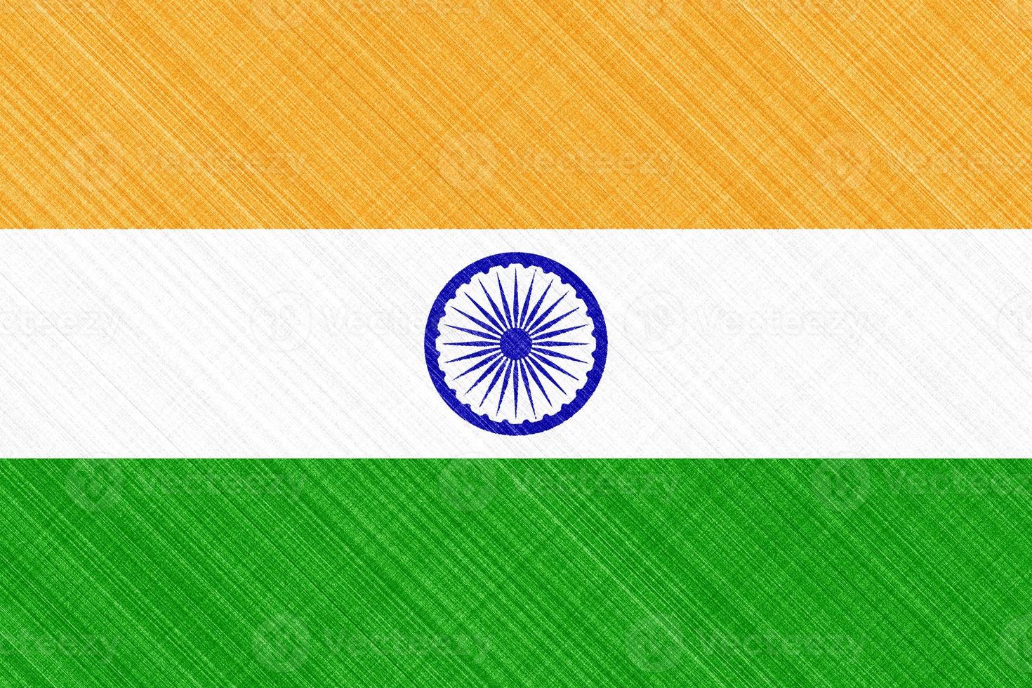 India flag on fabric texture. Flag of India. Background fabric photo