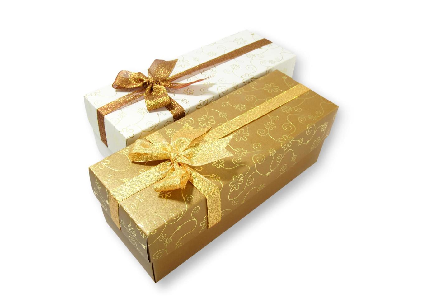 Gift box with ribbon on white background photo