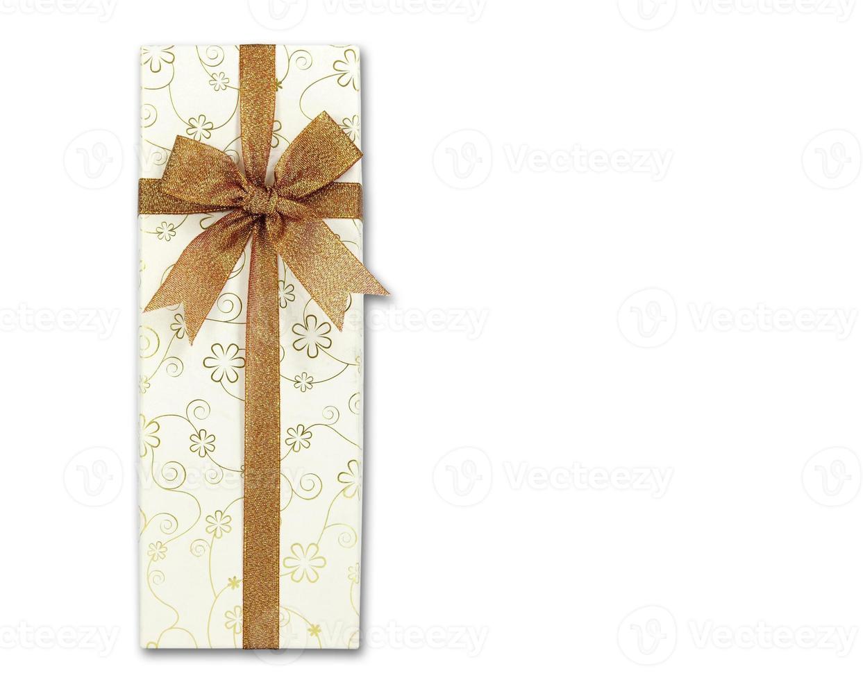 Gift box with colored ribbons photo