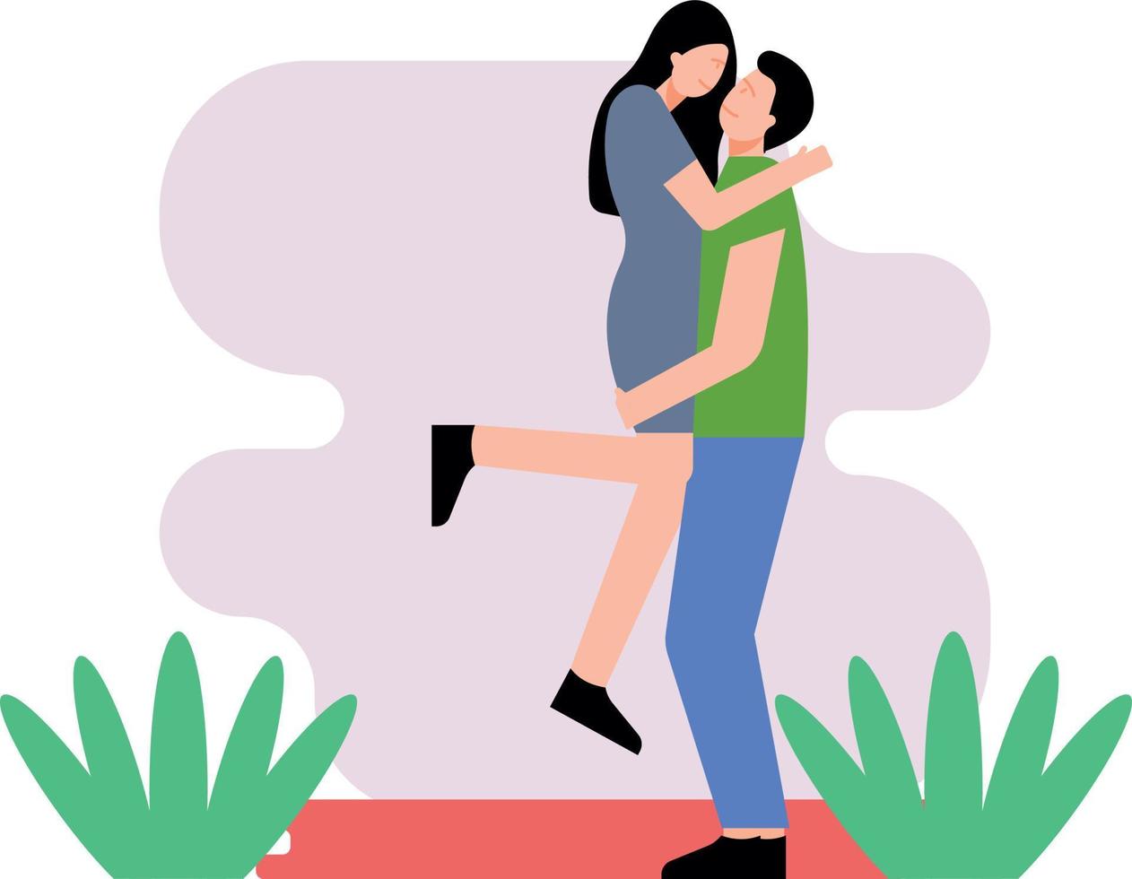 The girl is in the boy's arms. vector