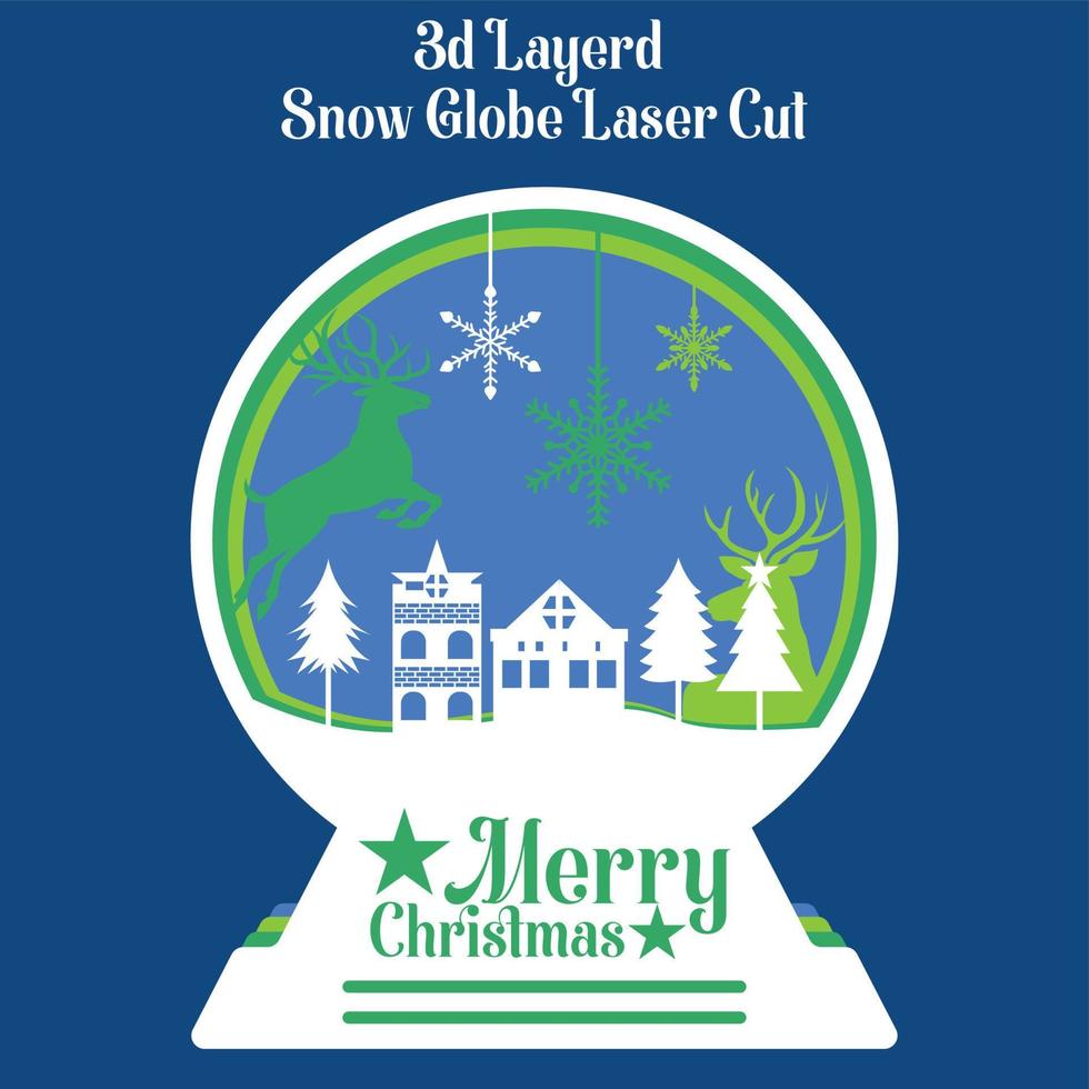 merry christmas Snow Globe Laser Cut vector