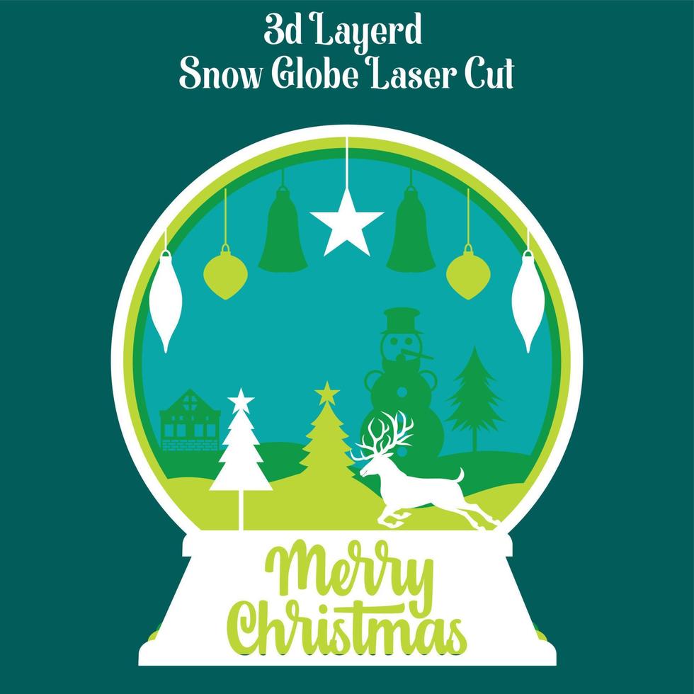 merry christmas Snow Globe Laser Cut vector