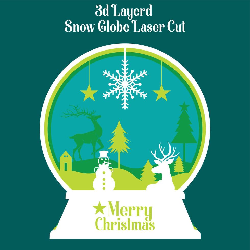 merry christmas Snow Globe Laser Cut vector